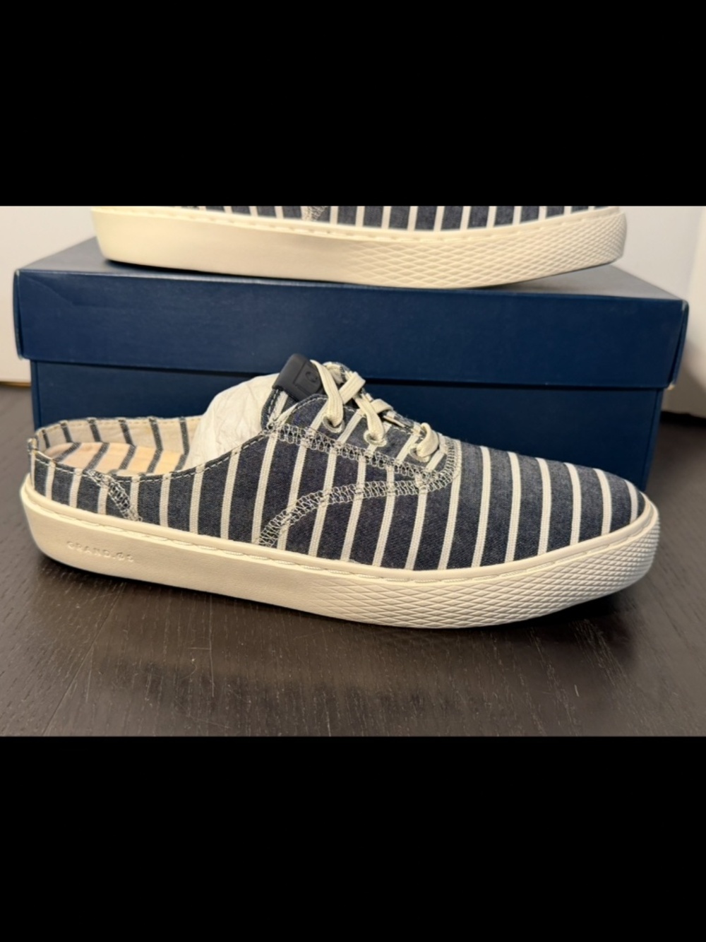 Cole Haan GrandPro Deck Mules Shoes Freeport Stripe/White Womans 7.5B
